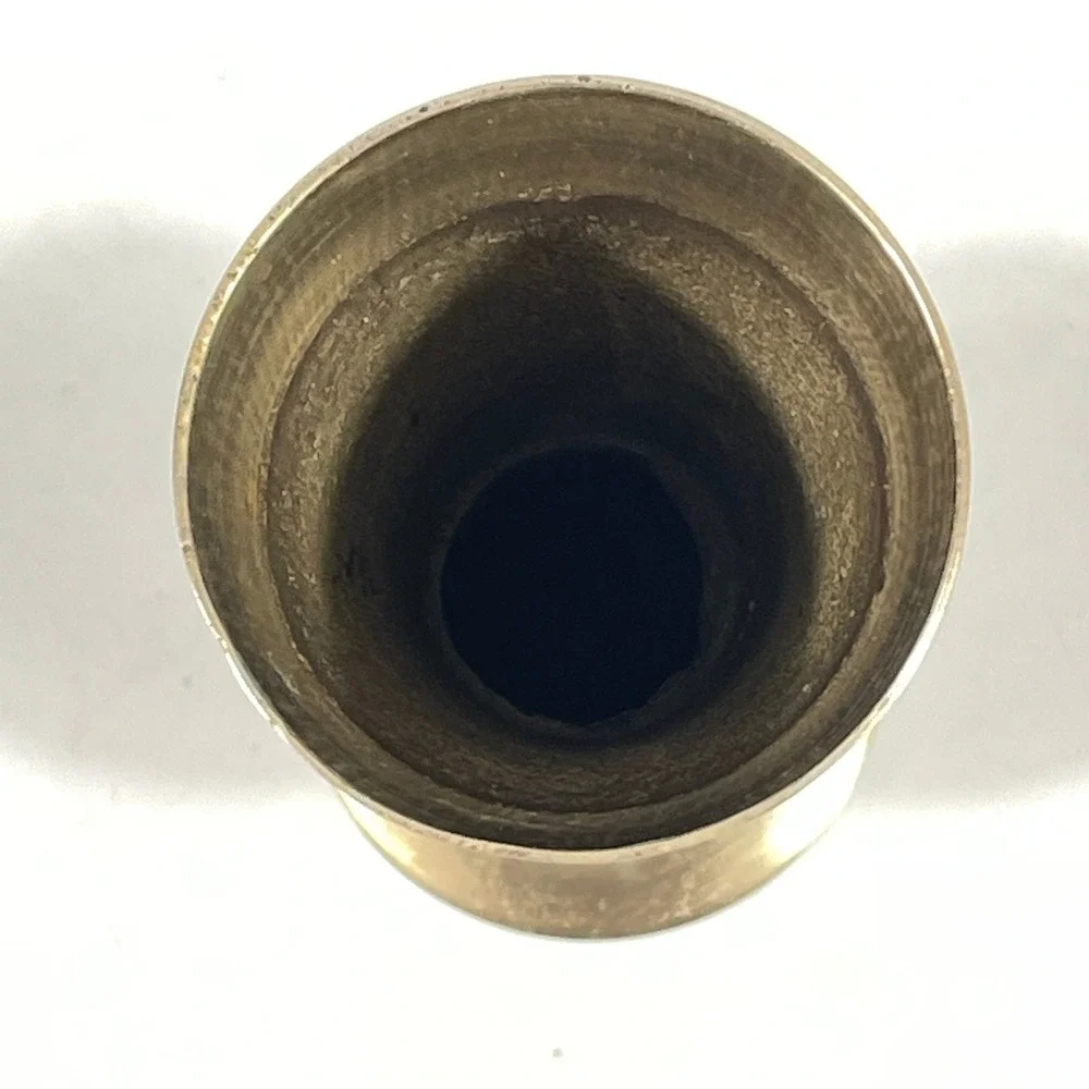 Vintage Solid Brass‎ Bud Vase Flared Rim Pedestal Base Gold Tone 5.5 Inch